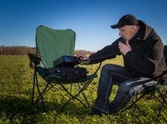 man using mobile ham radio