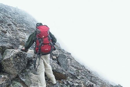 徒步登山的背包客