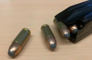 Close up 9mm parabellum bullets and magazine