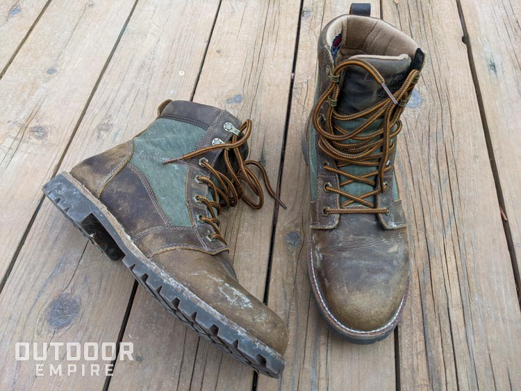 Dirty boots laying on deck