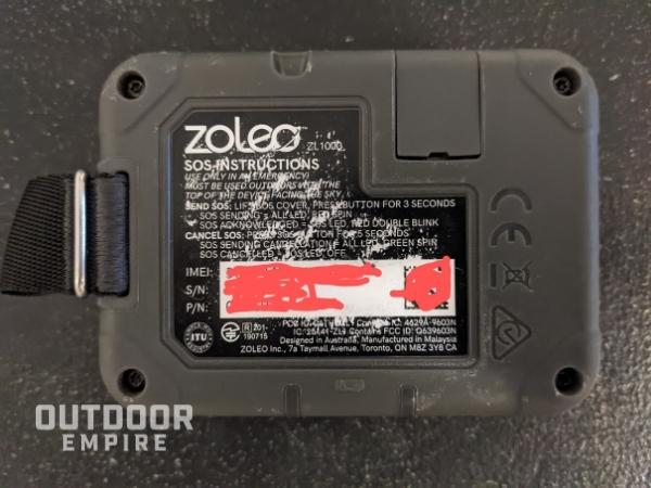 Zoleo back showing SOS instructions